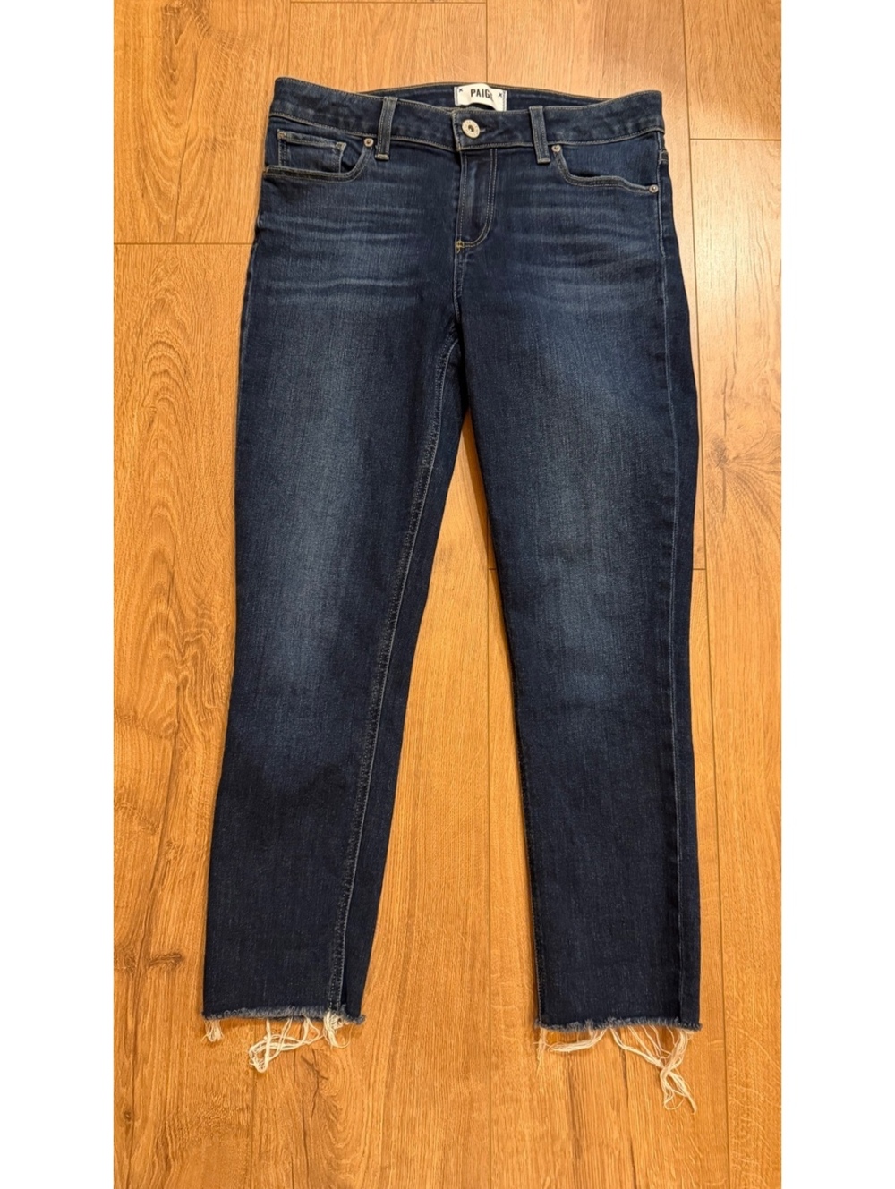PAIGE Skyline Skinny Crop Jeans Womens 29 Dark Wash Raw Hem